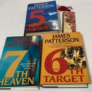 JAMES PATTERSON SET OF THREE HARDCOVER BOOKS WITH BOOKMARK